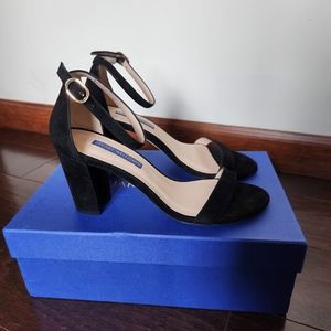 Stuart Weitzman NearlyNude Sandals Black Suede